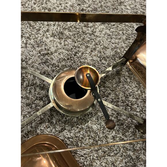 Vtg Chafing Dish Copper Full Pan Tray Rectangle Party Catering 9 X 13 Stainless - Picture 5 of 16